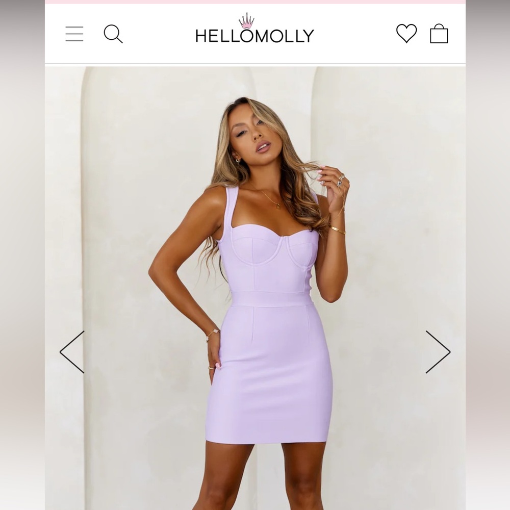 HELLO MOLLY MINI LILAC BANDAGE DRESS NWT